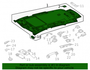 Обшивка потолка Mercedes W167 GLE 350 450 20-26 под панораму, серая, заломы, под чистку