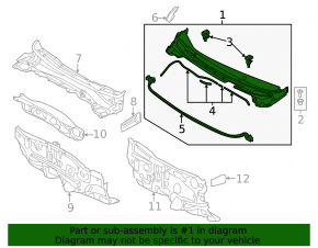 Grilă ștergătoare de parbriz din plastic Hyundai Elantra UD 14-16