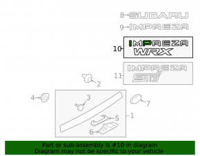 Эмблема надпись IMPREZA WRX двери багажника Subaru Impreza WRX GH 08-14 5d