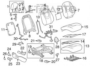 Пассажирское сидение Chevrolet Volt 11-15 без airbag, ткань серое