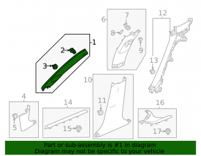 Накладка передней стойки левая Honda Civic XI FE/FL 22-26 4d серая