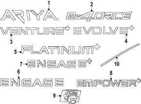 Эмблема надпись ENGAGE+ двери багажника Nissan Ariya 23-26
