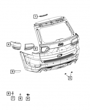 Фонарь внутренний крышка багажника правый Jeep Grand Cherokee WK2 14-22 серый