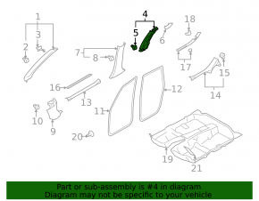 Накладка центральной стойки верхняя ремень правая Subaru Forester 08-13 SH серая