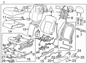 Водительское сидение Chevrolet Cruze 11-16 без airbag, ткань черн с серым