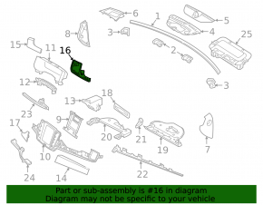 Накладка передней панели левая Volvo V90 17-23, хром, черный глянец, надлом крепления