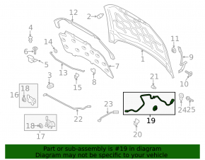 Трос открывания замка капота Ford Fusion mk5 13-20 задняя часть