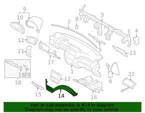 Накладка передней панели правая Subaru Impreza WRX GH 09-10 темно-серая