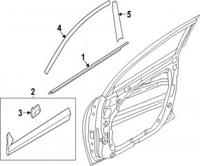 Ornamente geam ușă, central față stânga, Hyundai Kona 23-25 Electric, negru