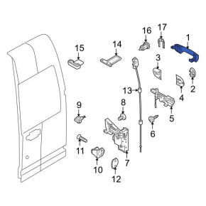 Ручка двери внешняя задняя левая Ford Transit Connect 10-13 черная