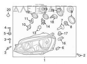 Фара передняя правая VW Golf 15-21