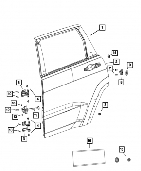 Дверь голая задняя левая Jeep Grand Cherokee WL 22-26