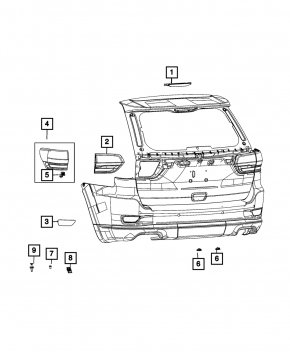 Stop interior portbagaj stânga Jeep Grand Cherokee WK2 14-22 cromat, zgârieturi