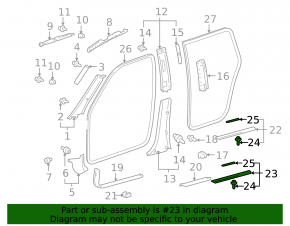 Накладка порога задняя внешняя левая Toyota Highlander 01-07 черная, сломано крепление