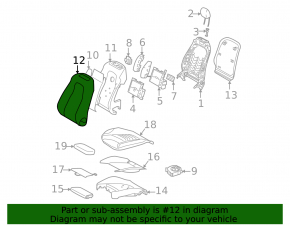 Tapițerie spătar scaun șofer Mercedes H247 GLA 20-26, piele neagră