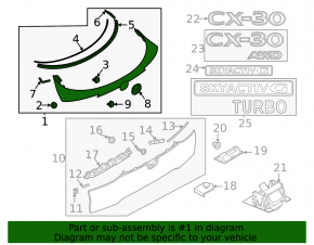 Ornament capotă portbagaj Mazda CX-30 20-25 negru, fără emblemă, cu elemente de fixare și sigiliu