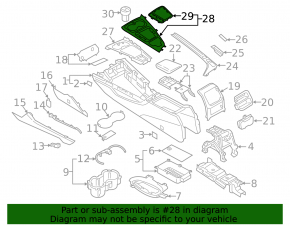 Накладка центральной консоли с подстаканниками Audi A4 B9 17-19 черная, сломано крепление