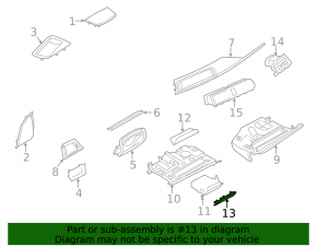 Ornament panou frontal stânga jos BMW 3 F30 12-18 negru, sub butonul de avertizare la părăsirea benzii de rulare