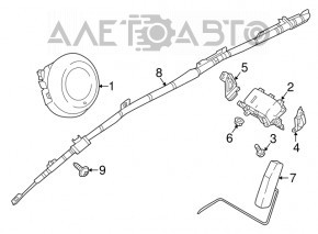 Подушка безопасности airbag в руль водительская Mazda CX-5 17-25 черная, полез хром, ржавый пиропатрон