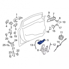 Механизм ручки двери передней левой Ford Fiesta 11-19 слом креп