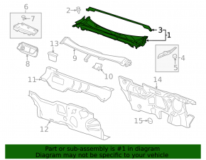 Решетка дворников пластик Chevrolet Malibu 13-15