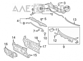 Уплотнитель решетки дворников левый Toyota Camry v40