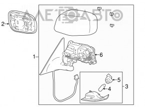 Зеркало боковое правое в сборе Lexus GS300 GS350 GS430 GS450h 06-07 14 пинов, подогрев, темно синее