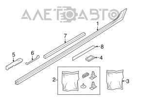 Порог правый Audi A6 C7 16-18 рест, s-line, черный, прижат, царапины, отсутствуют фрагменты