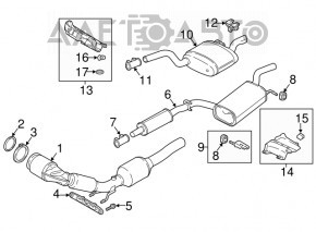 Țeava de eșapament cu convertor catalitic VW Passat b8 16-19 USA 2.0T are o plasă ruptă