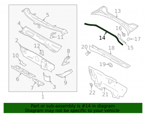 Garnitura de etanșare a grilei ștergătoarelor de parbriz Audi A3 8V 15-20