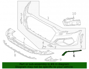 Молдинг переднего бампера левый Audi A3 22-26
