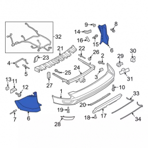 Бампер задний голый правый Ford Escape MK3 17-19 рест