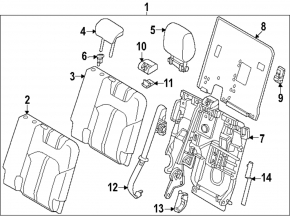 Spătar banchetă spate, rândul 3, stânga, Mazda CX-90 24-26, piele neagră, 60/40