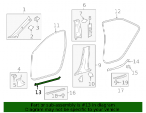 Накладка порога передняя левая внутренняя Toyota Camry v55 15-17 usa беж