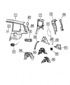 Sfert de aripă spate dreapta Jeep Grand Cherokee WL 21-25 lungime
