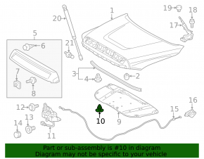 Клипсы изоляции капота Lexus RX350 RX450h 10-15 9шт