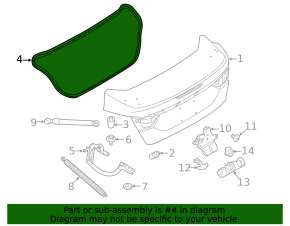 Уплотнитель крышки багажника Ford Focus mk3 11-18 4d