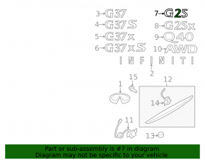 Эмблема G25 крышки багажника Infiniti G25 G35 G37 4d 11-12