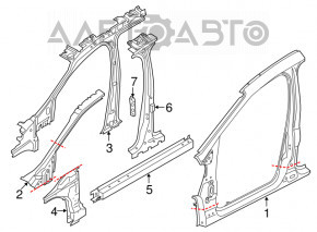 Стойка крыши передняя правая Ford Escape MK3 13-19