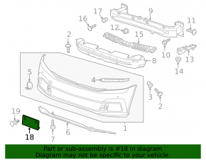Площадка переднего бампера под номер VW Passat b8 16-19 USA