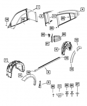 Уплотнитель крышки багажника боковой правый Dodge Charger 15-23