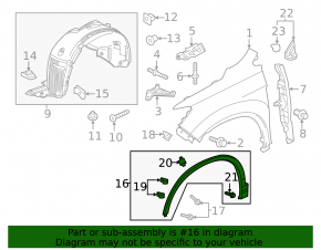 Накладка арки крыла передняя левая Honda Passport 19-25 Without hpd