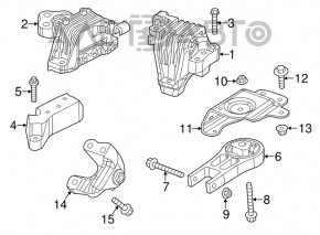 Подушка двигателя левая Jeep Cherokee KL 14-19 3.2
