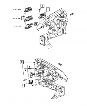 Подушка двигателя правая Chrysler 200 11-14 2.4 4-speed