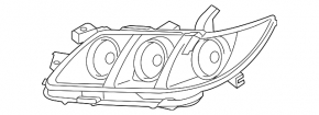 Фара передняя левая Toyota Camry 07-09 галоген, желтая вставка