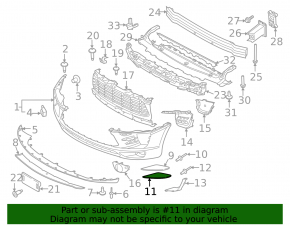 Ornament grilă bară față, stânga jos, Porsche Macan 15-18, structură, fisură în fixare