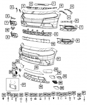 Бампер передний голый Dodge Charger 15-23 рест R/T, SRT