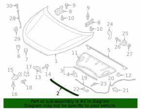 Уплотнитель капота передний Hyundai Tucson 16-21