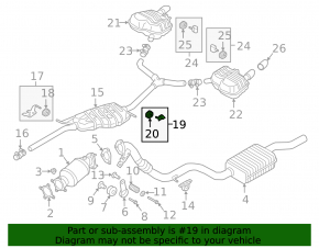 Кронштейн глушителя передний левый Audi A4 B9 17-25 2.0T с резинкой