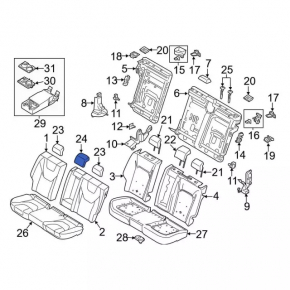 Подголовник 2 ряда центральный Ford Fusion mk5 13-16 кожа черная